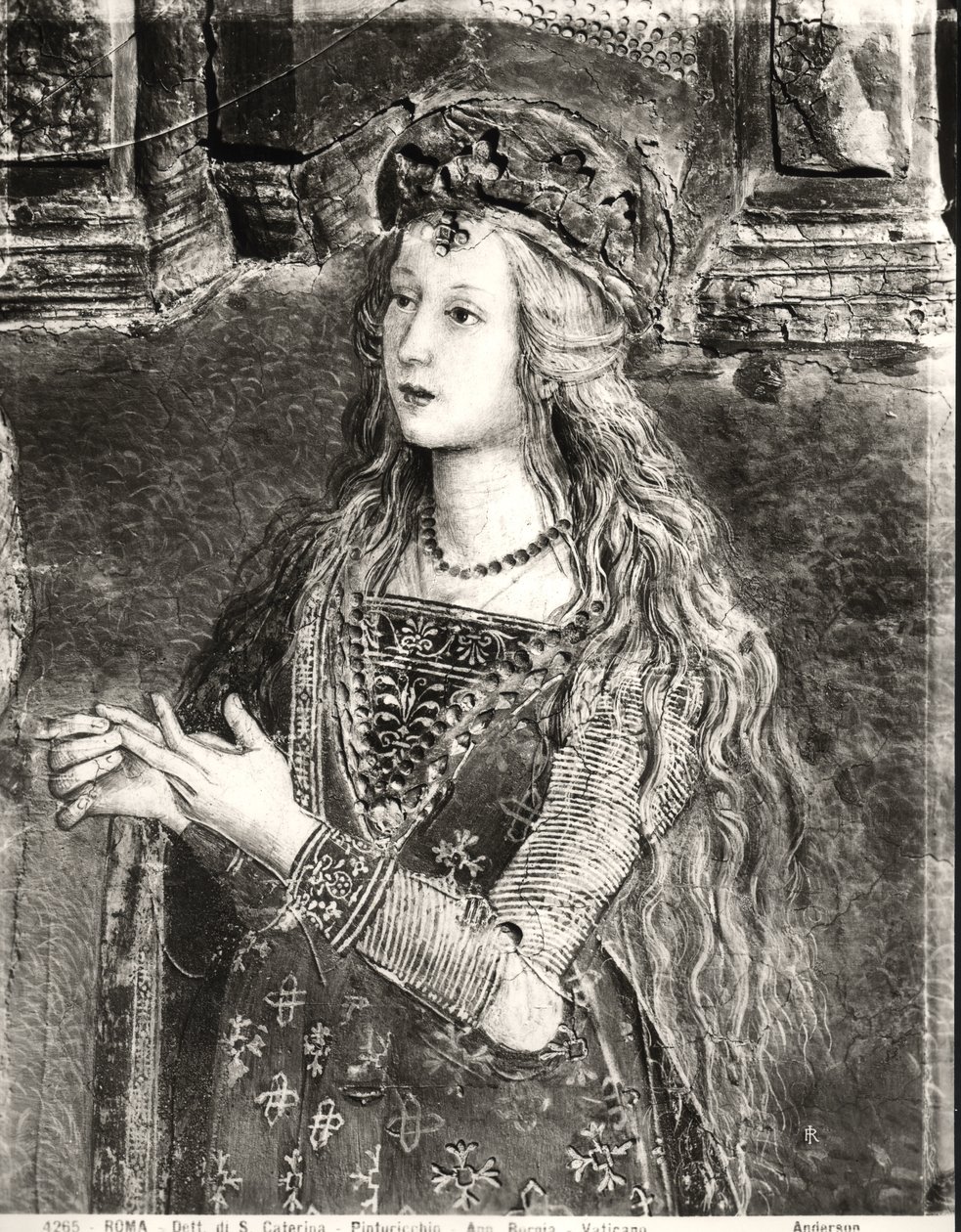 św. Katarzyna, być może portret Lukrecji Borgii (1480-1519) z cyklu Żywoty świętych, Sala dei Santi, 1492-94 autorstwa Bernardino di Betto Pinturicchio