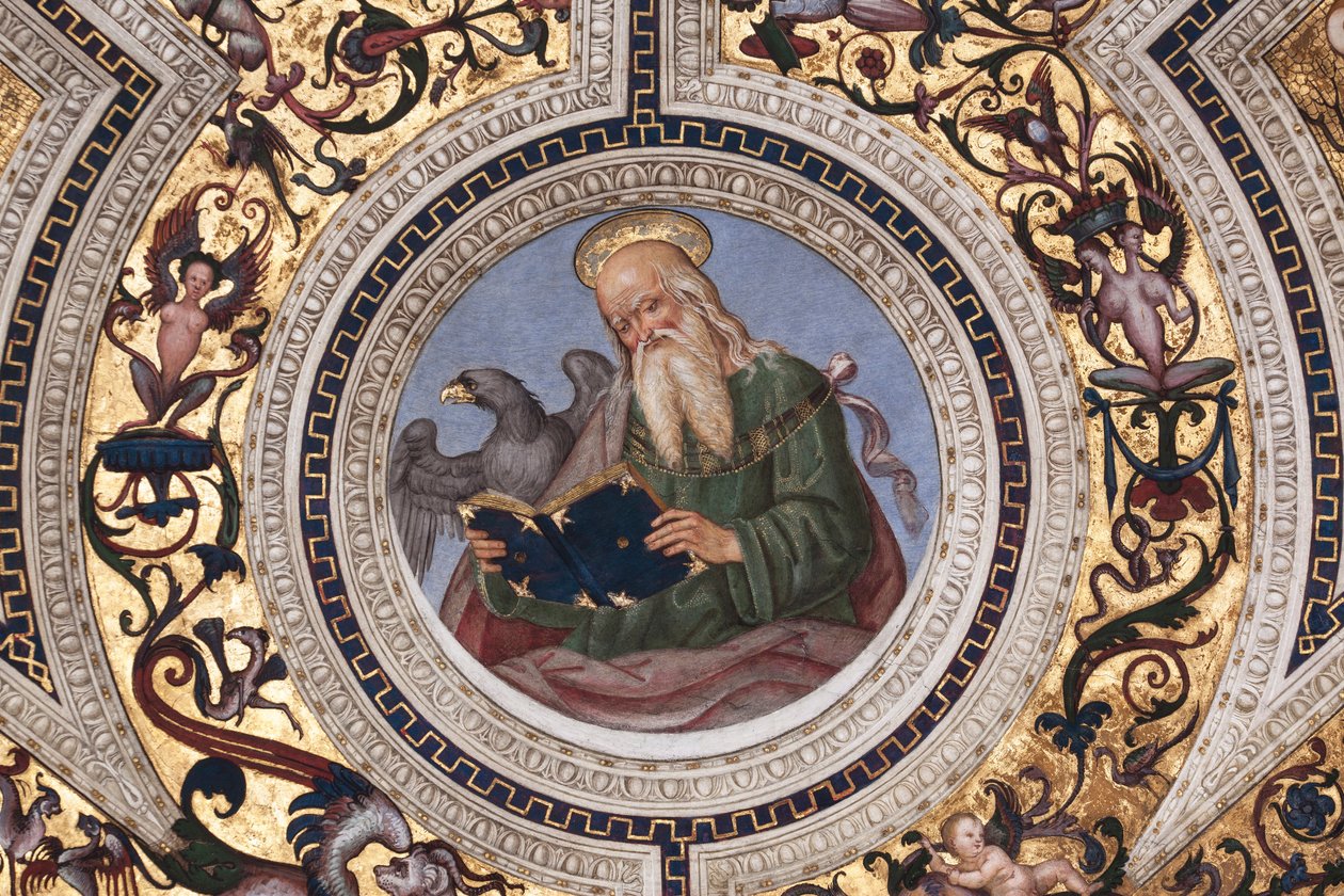 Św. Jan Ewangelista, fragment Czterech Ewangelistów (fresk) autorstwa Bernardino di Betto Pinturicchio