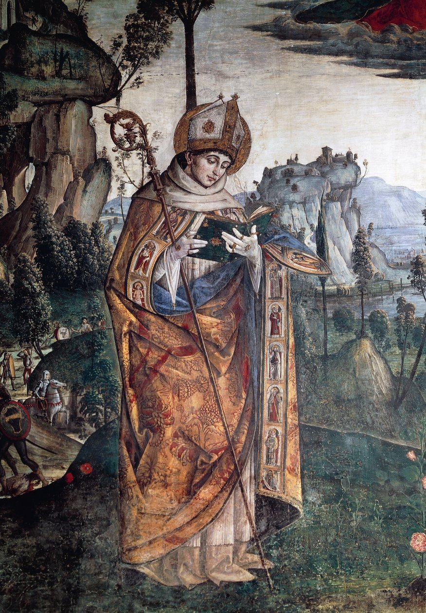 Św. Ludwik z Tuluzy, fragment z Chwały św. Bernardyna autorstwa Bernardino di Betto Pinturicchio