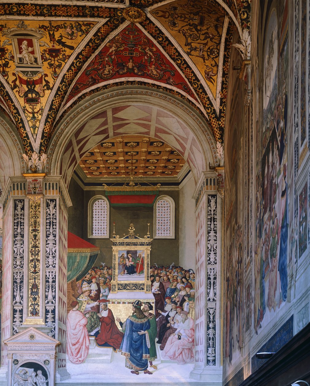 Historie Piusa II: Piccolomini wybrany na kardynała przez Bernardino Pinturicchio (około 1452-1513), Biblioteka Piccolomini, Katedra w Sienie autorstwa Bernardino di Betto Pinturicchio