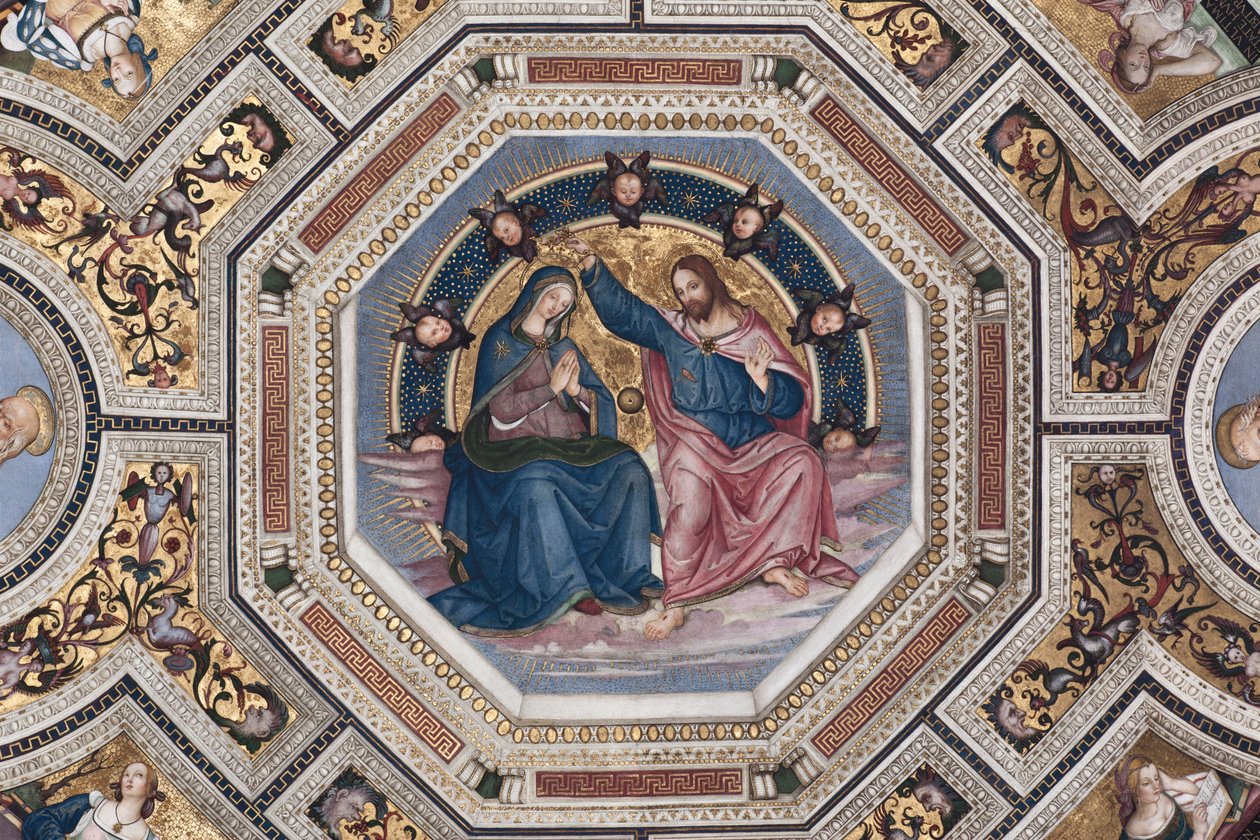Koronacja Chóru Dziewicy przez Pinturicchio (Bernardino di Betto) (1454-1513) - 1508-1510 Bazylika Santa Maria del Popolo (Kościół Santa Maria del Popolo), Rzym autorstwa Bernardino di Betto Pinturicchio