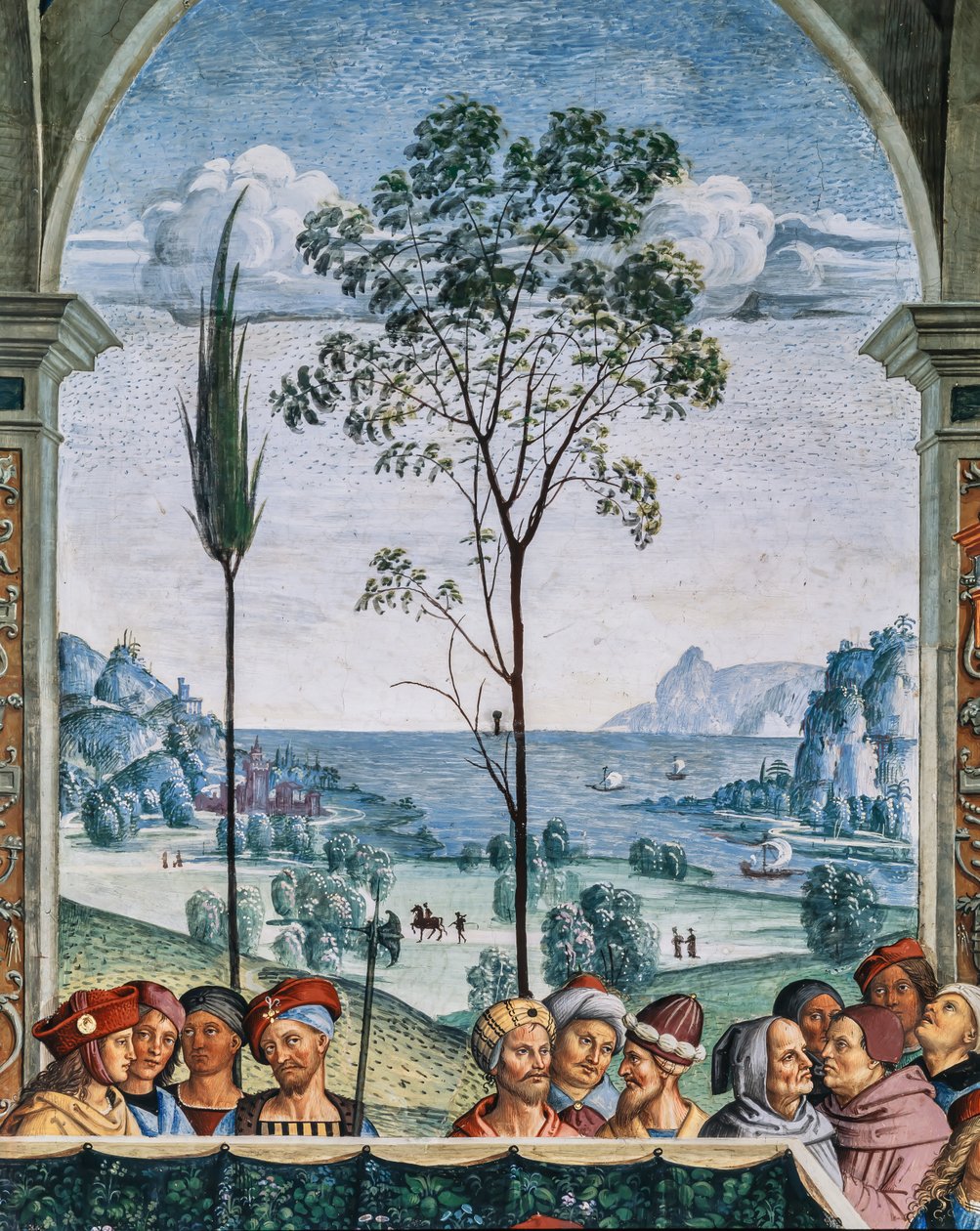 Biblioteka Piccolomini, ściana południowo-zachodnia: „Pius II przewodniczy Sejmowi Mantui, 1 czerwca autorstwa Bernardino di Betto Pinturicchio