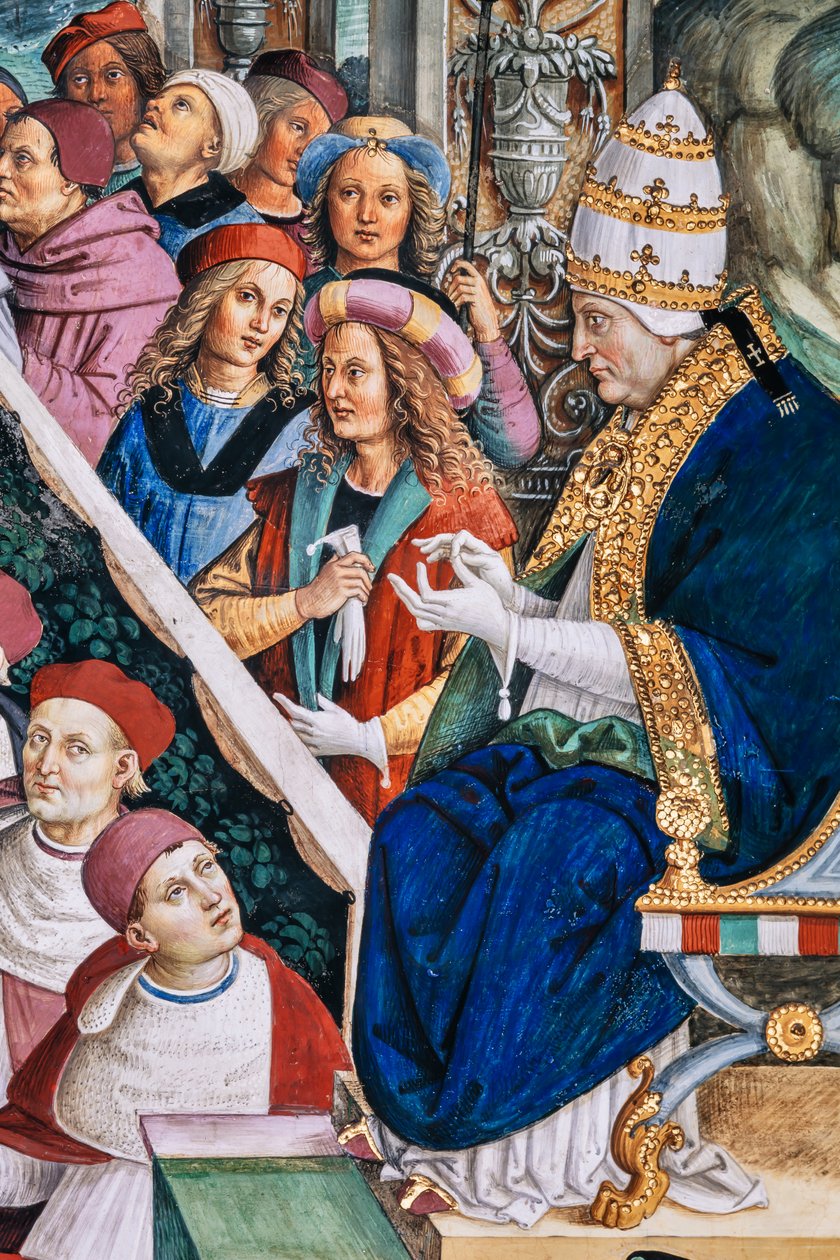 Biblioteka Piccolomini, ściana południowo-zachodnia: „Pius II przewodniczy Sejmowi Mantui, 1 czerwca autorstwa Bernardino di Betto Pinturicchio