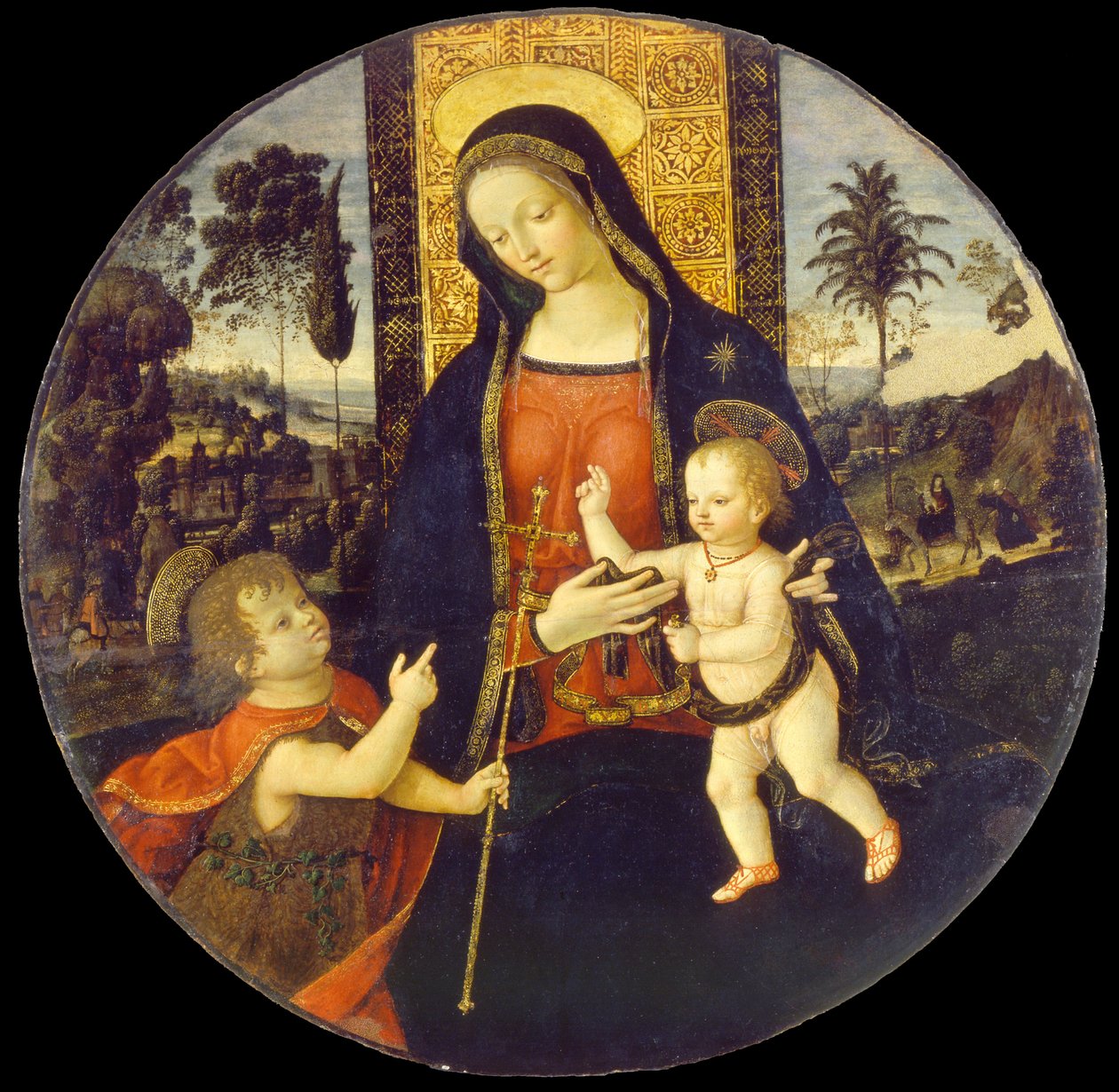 Dziewica i Dzieciątko z Dzieciątkiem Św. Jan Chrzciciel autorstwa Bernardino di Betto called Il Pinturicchio and workshop