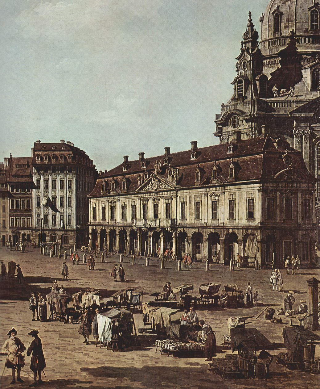 Widok na Drezno, Neumarkt z Moritzstrasse autorstwa Bernardo Bellotto