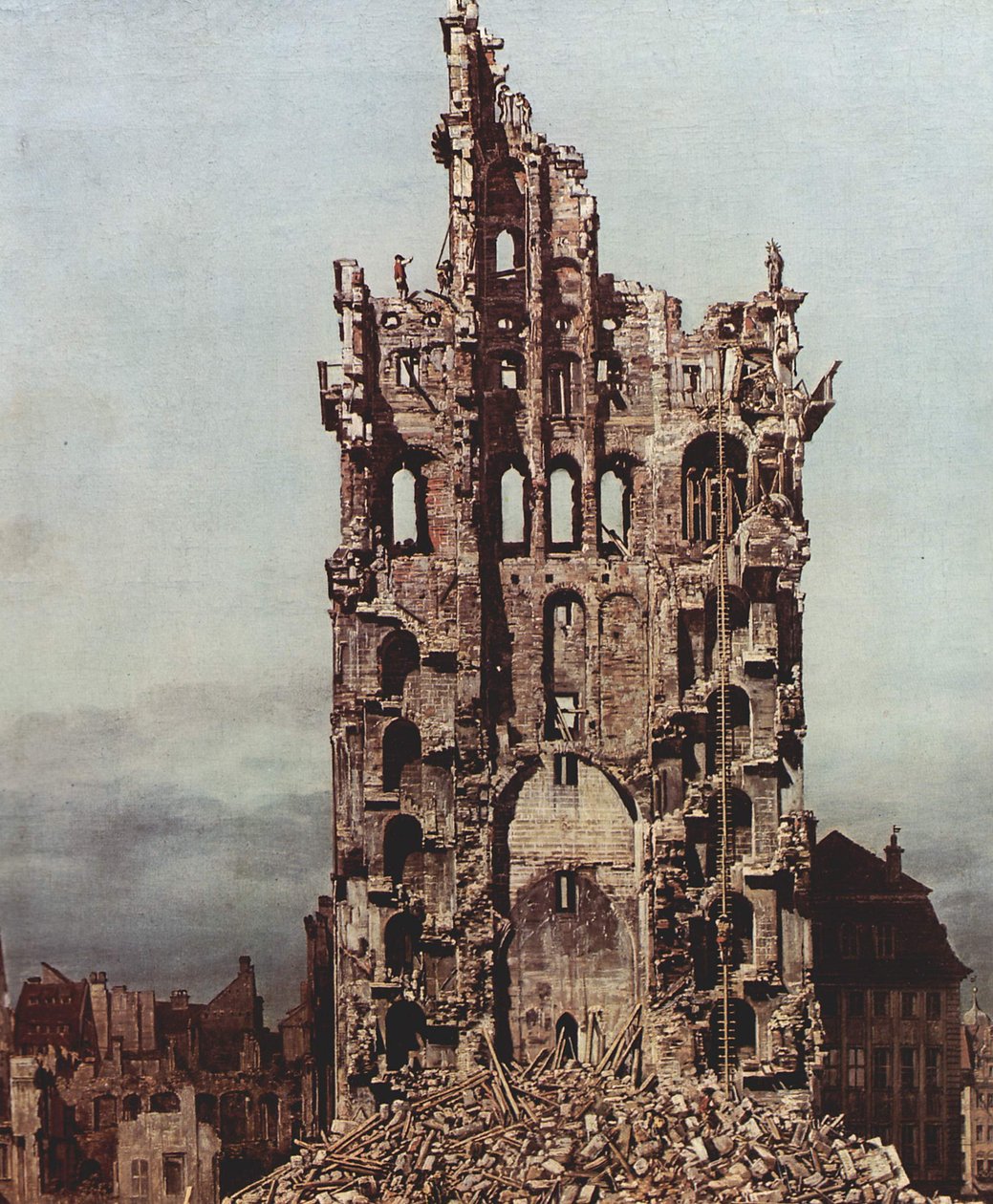 Widok na Drezno, ruiny Kreuzkirche od wschodu autorstwa Bernardo Bellotto