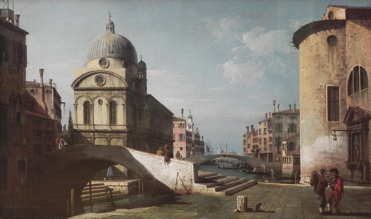 Fantazja architektoniczna z Santa Maria dei Miracoli, Wenecja autorstwa Bernardo Bellotto