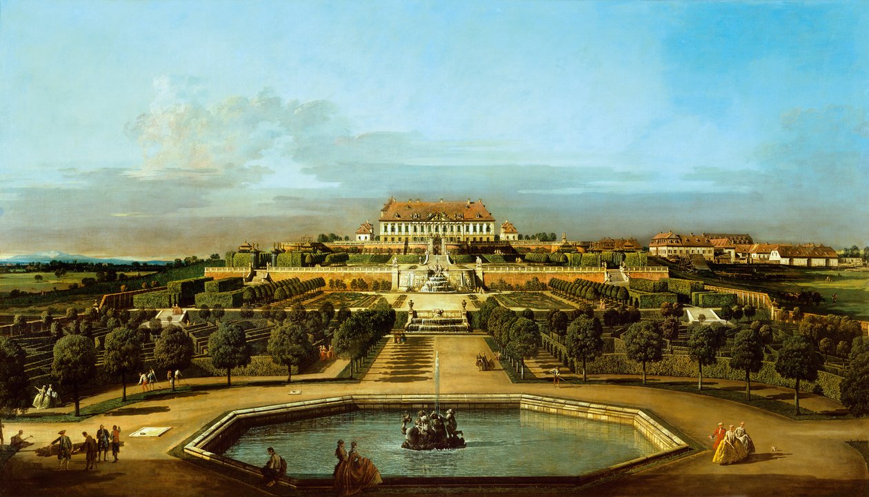 Cesarski pałac przyjemności, dziedziniec, strona ogrodu autorstwa Bernardo Bellotto