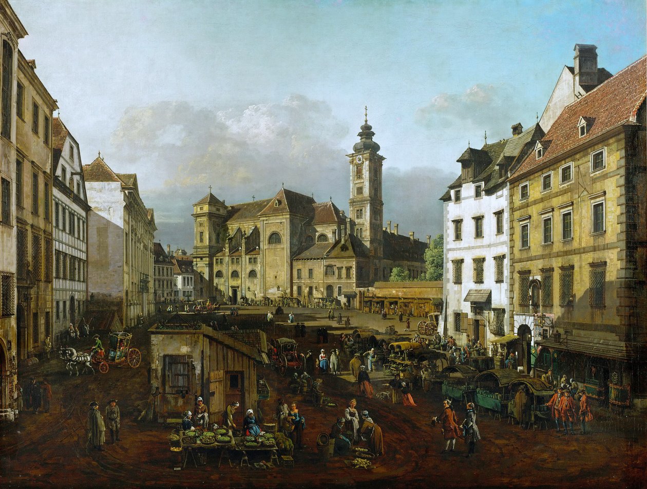 Freyung w Wiedniu: widok od południowego wschodu autorstwa Bernardo Bellotto