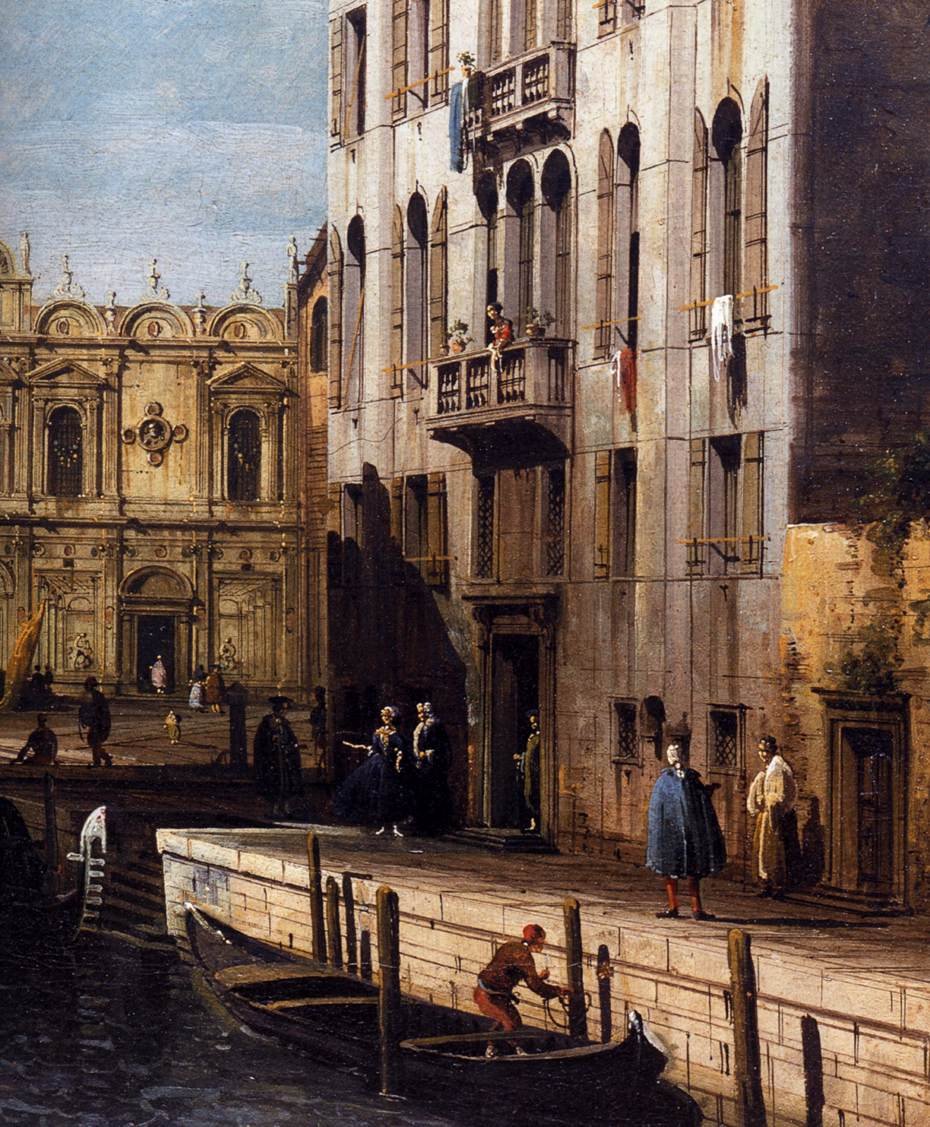 Rio dei Mendicanti z Scuola di San Marco (detal) autorstwa Bernardo Bellotto