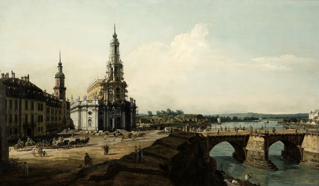 Widok na Drezno z lewego brzegu Łaby, z przyczółka historycznego centrum miasta autorstwa Bernardo Bellotto