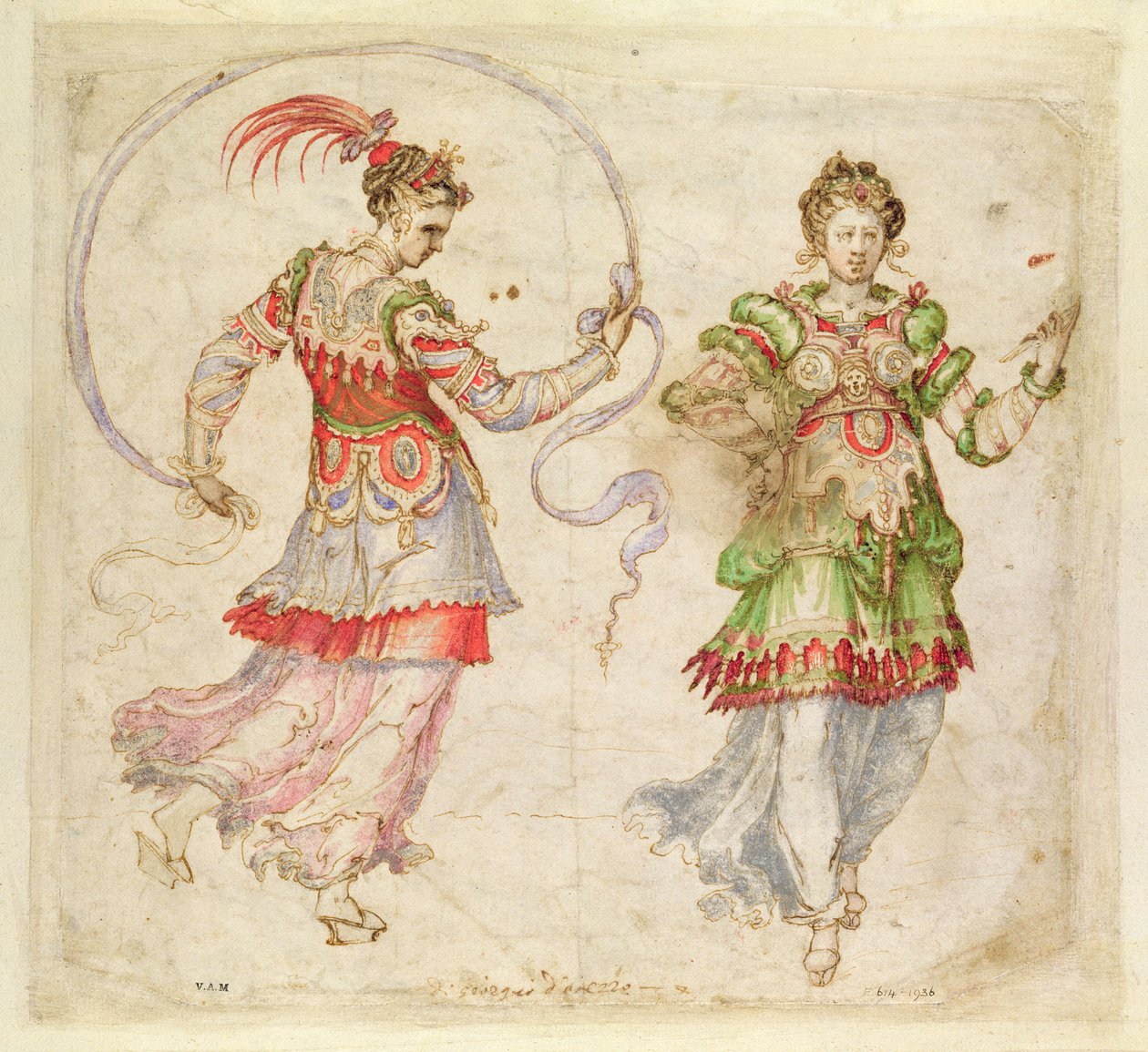 Projekt kostiumów, prawdopodobnie w Intermezzi Florenckim, Florencja, 1589 r. autorstwa Bernardo Buontalenti