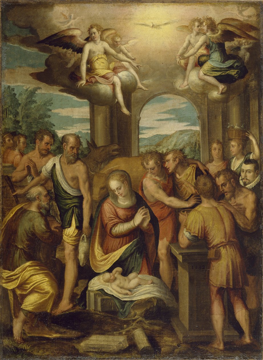 Adoracja pasterzy, 1582 autorstwa Bernardo Castello