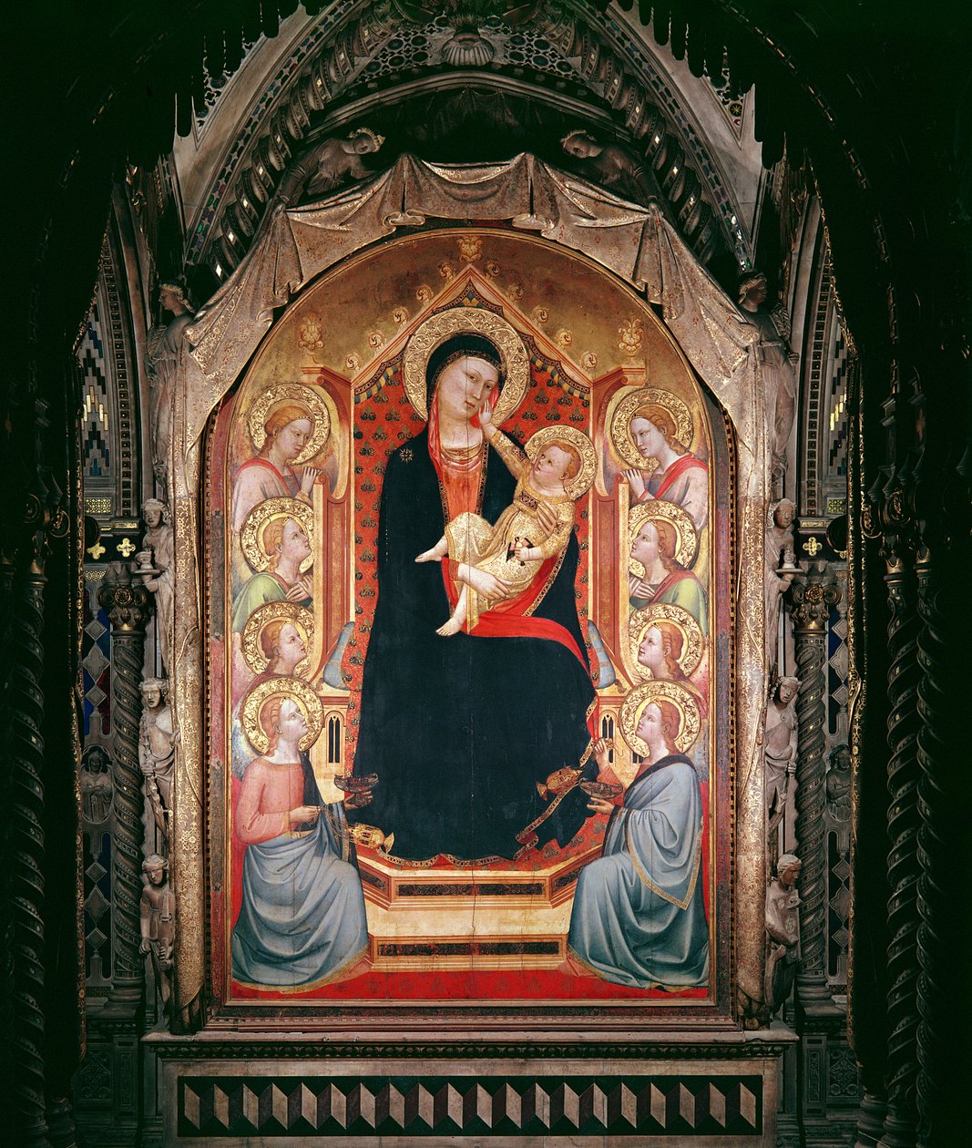 Madonna z Dzieciątkiem i Aniołami, 1347 (tempera i złoty płatek na desce) autorstwa Bernardo Daddi