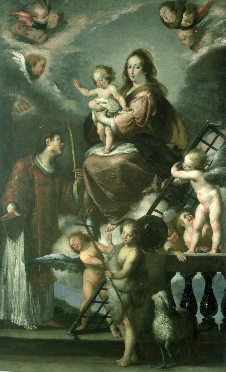 Madonna z Dzieciątkiem z Dzieciątkiem Św. Jan Chrzciciel i Św. Wawrzyniec i Aniołowie, 1629 autorstwa Bernardo Strozzi