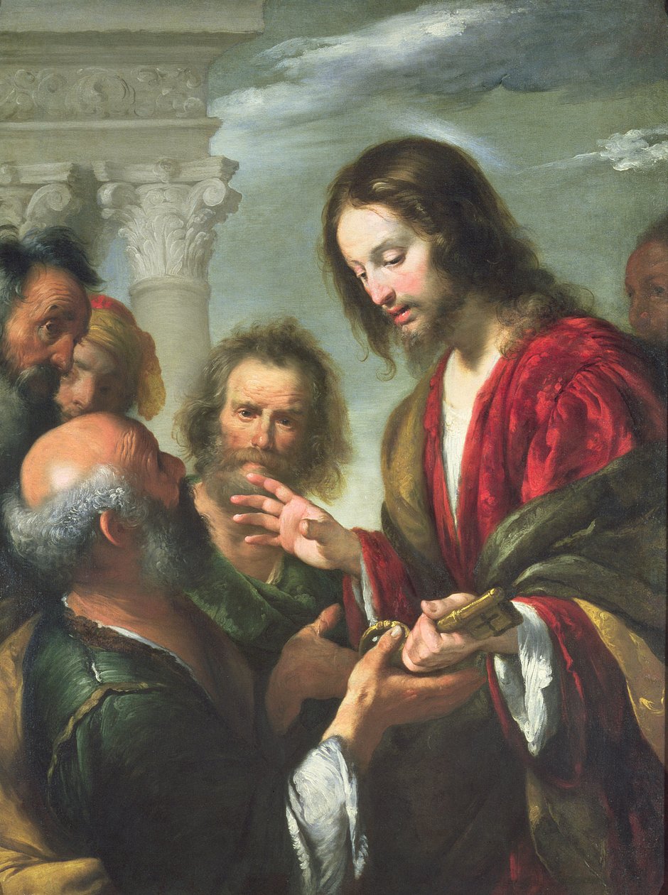 Dostarczenie kluczy do św. Piotra autorstwa Bernardo Strozzi