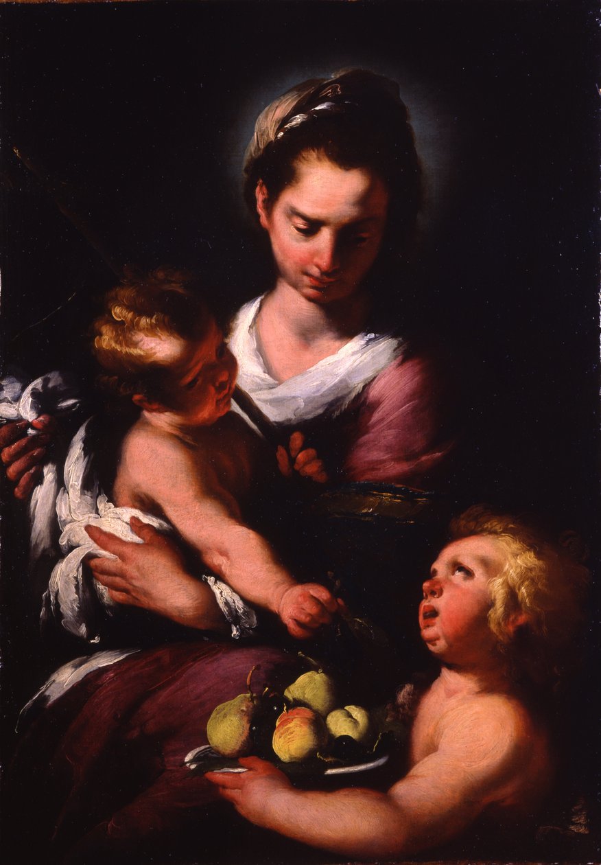 Dziewica z Dzieciątkiem z Dzieciątkiem Święty Jan autorstwa Bernardo Strozzi