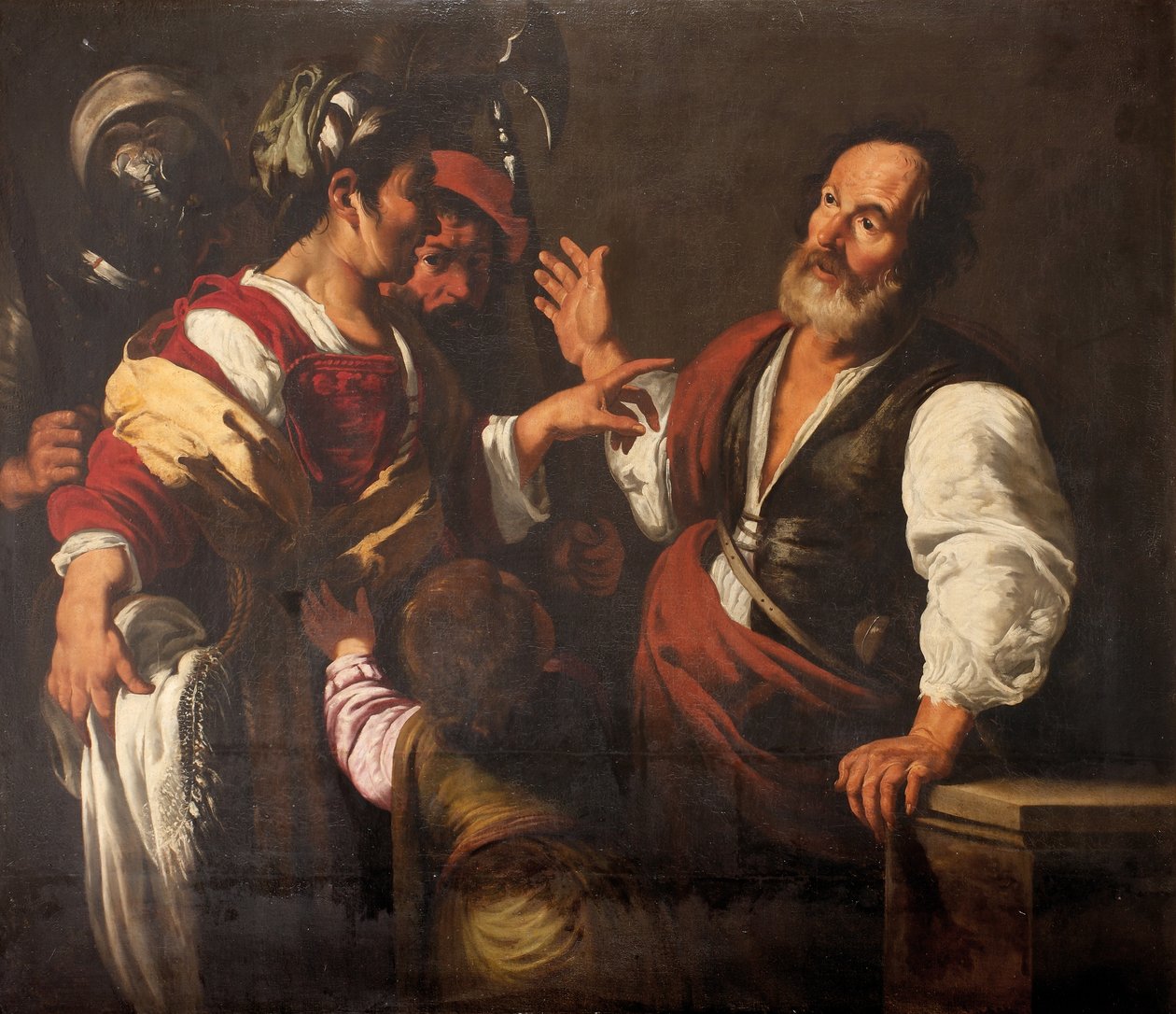 Odmowa św. Piotra (olej na płótnie) autorstwa Bernardo (follower of) Strozzi