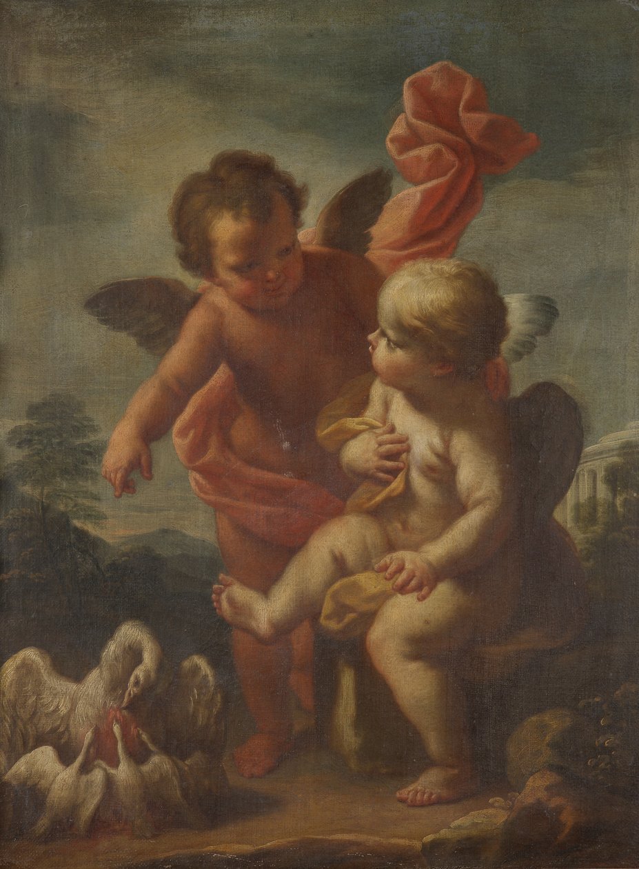 Amorki z gęsiami autorstwa Bernardo Arniconi