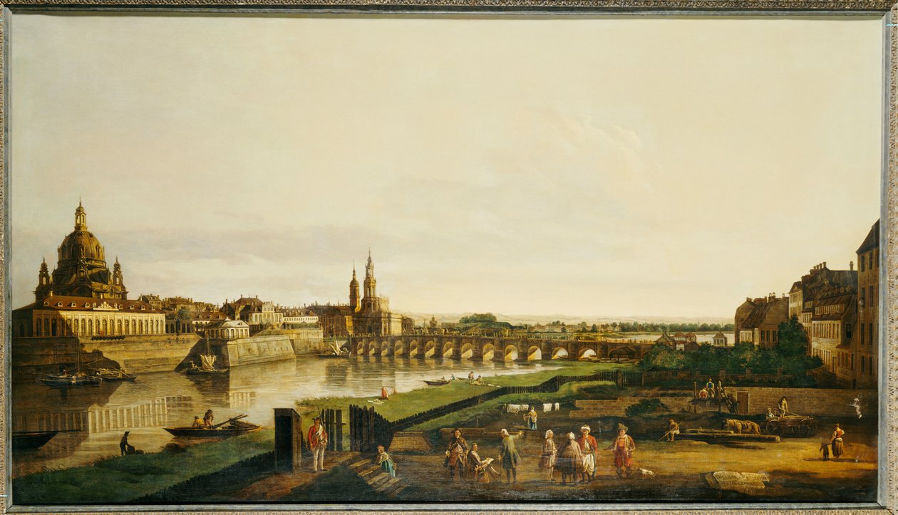 Widok na Drezno z prawego brzegu Łaby nad Augustusbrucke autorstwa Bernardo Bellotto