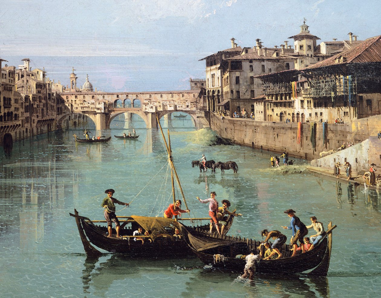 Rzeka Arno i Ponte Vecchio we Florencji autorstwa Bernardo Bellotto