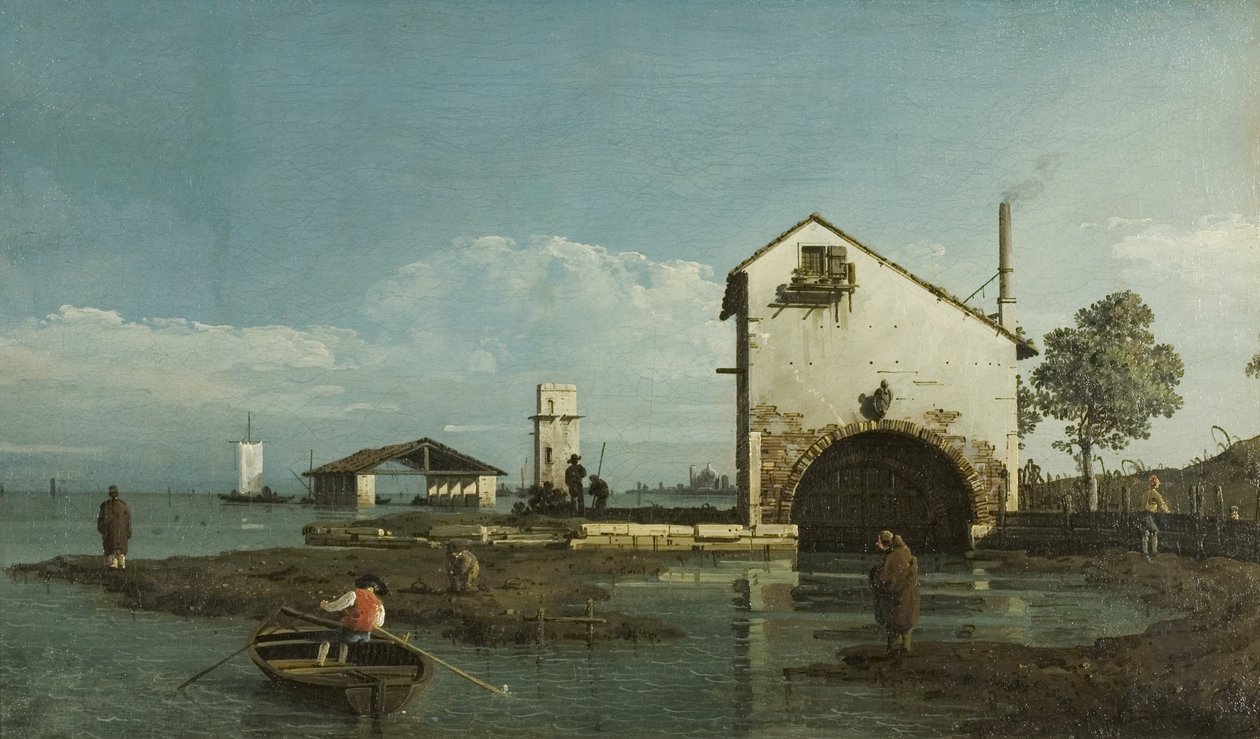 Capriccio, Laguna, ok. 1743 (olej na płótnie) autorstwa Bernardo Bellotto