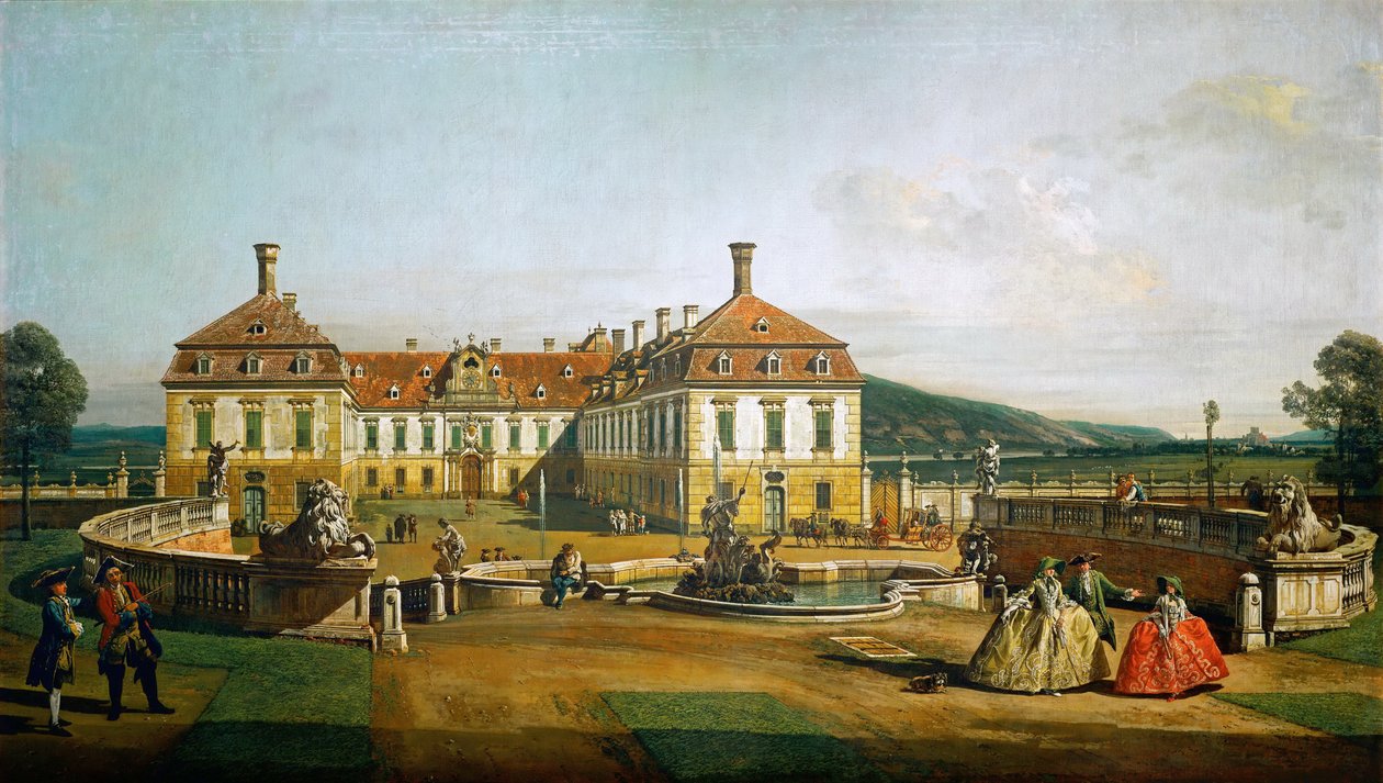 Cesarski pałac przyjemności Schloßhof, od strony dziedzińca autorstwa Bernardo Bellotto