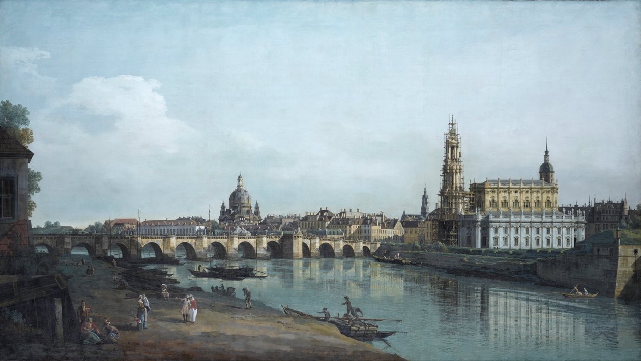 Drezno widziane z prawego brzegu Łaby, poniżej Mostu Augusta autorstwa Bernardo Bellotto