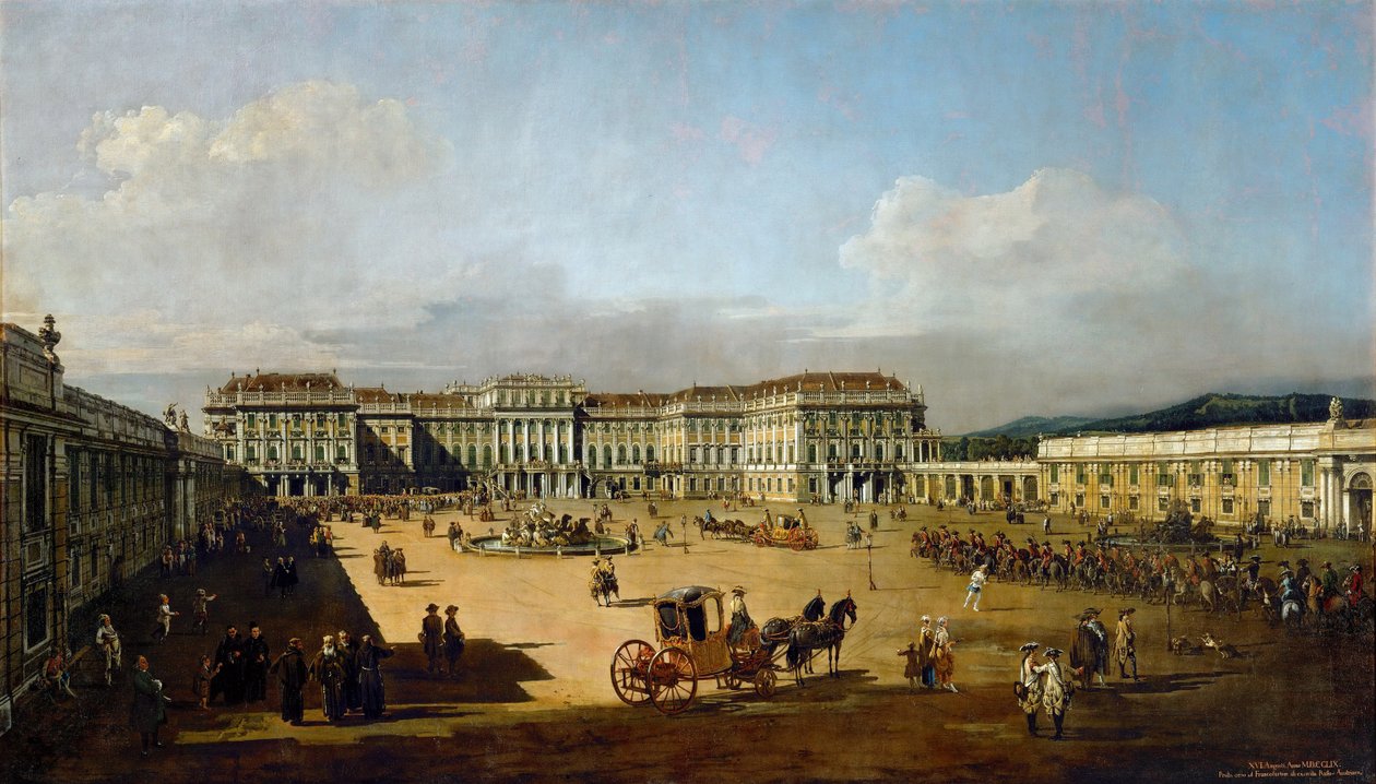 Pałac Schönbrunn widziany od frontu, Między 1758 a 1761 autorstwa Bernardo Bellotto