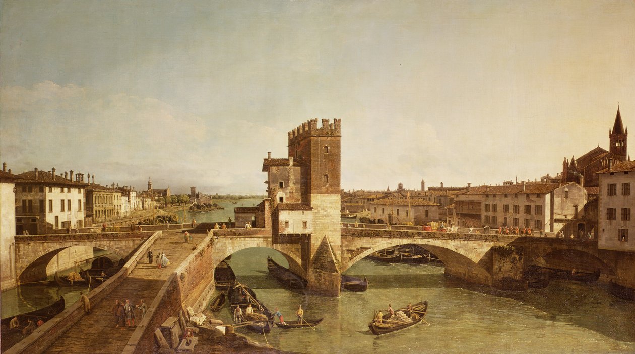 Most w Delle Navi, Werona autorstwa Bernardo Bellotto