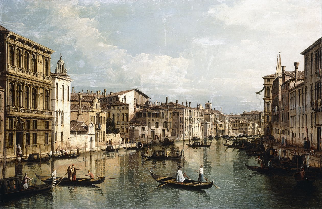 Canal Grande, Wenecja, patrząc na wschód od Palazzo Flangini do Palazzo Vendramin Calergi, ok. 1742 autorstwa Bernardo Bellotto