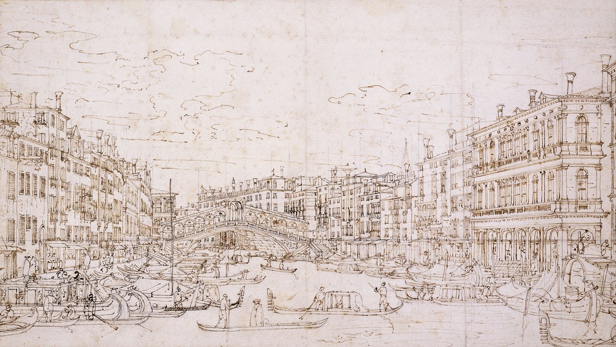 Canal Grande, Wenecja, z mostem Rialto od południa, autorstwa Bernardo Bellotto