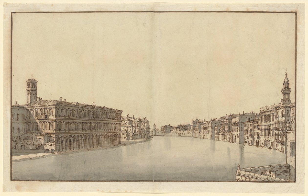 Canal Grande z Fabbriche Nuove po lewej i dzwonnicą Santi Apostoli po prawej autorstwa Bernardo Bellotto