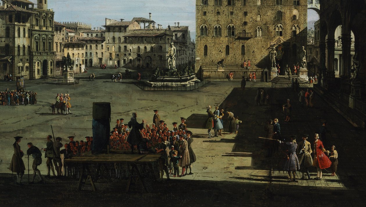 Piazza della Signoria we Florencji autorstwa Bernardo Bellotto