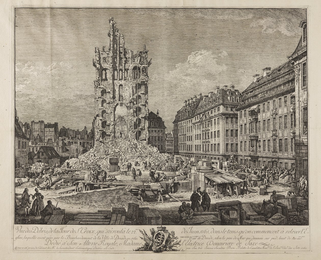 Ruiny Starego Kreuzkirche, Drezno autorstwa Bernardo Bellotto