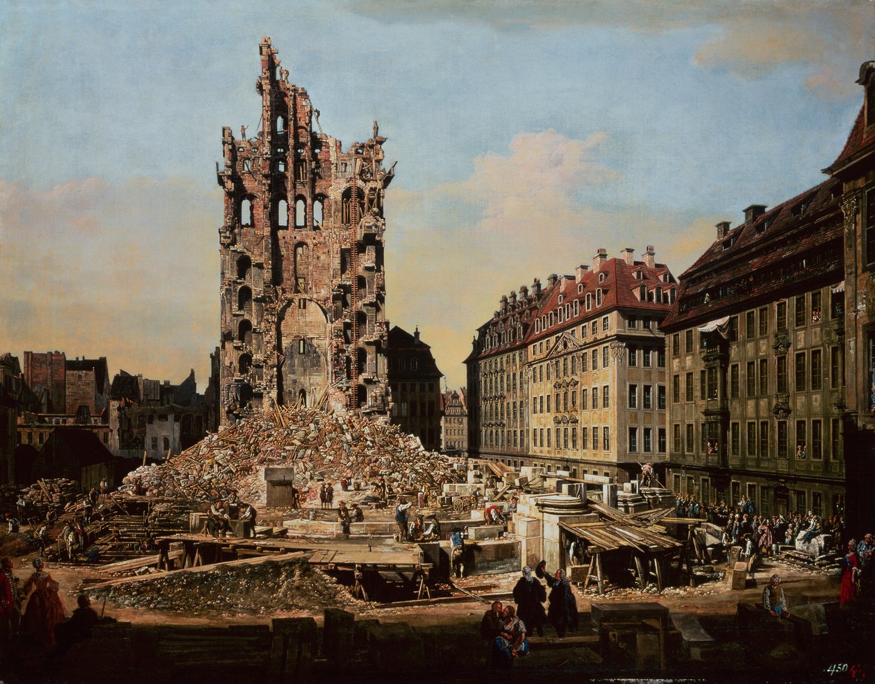 Ruiny starego Kreuzkirche autorstwa Bernardo Bellotto