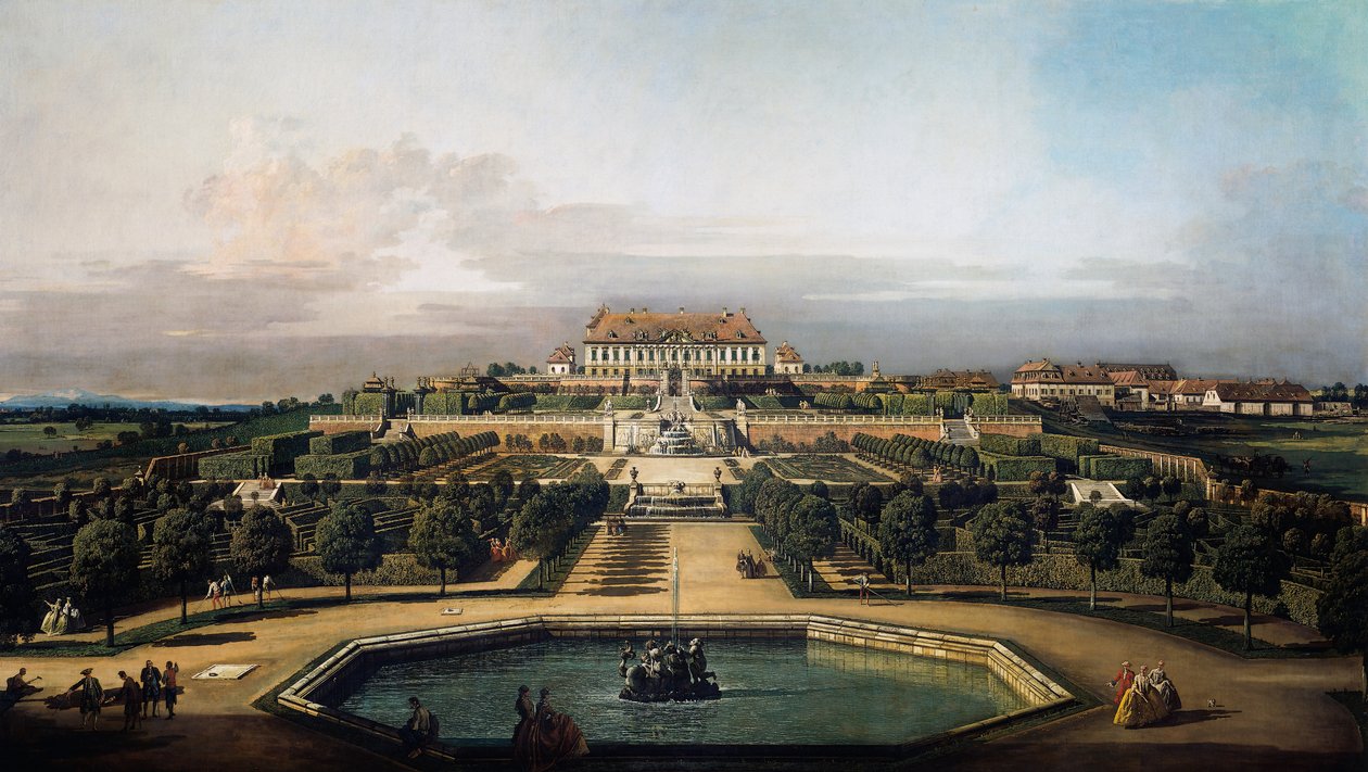 Zamek cesarski Schlosshof, od strony ogrodu autorstwa Bernardo Bellotto