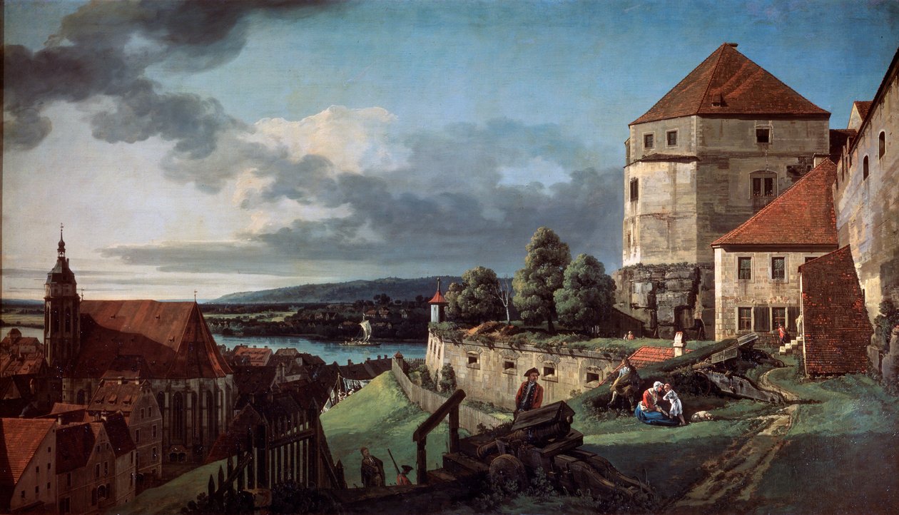 Widok Pirny z twierdzy Sonnenstein, c1752-c1755 autorstwa Bernardo Bellotto