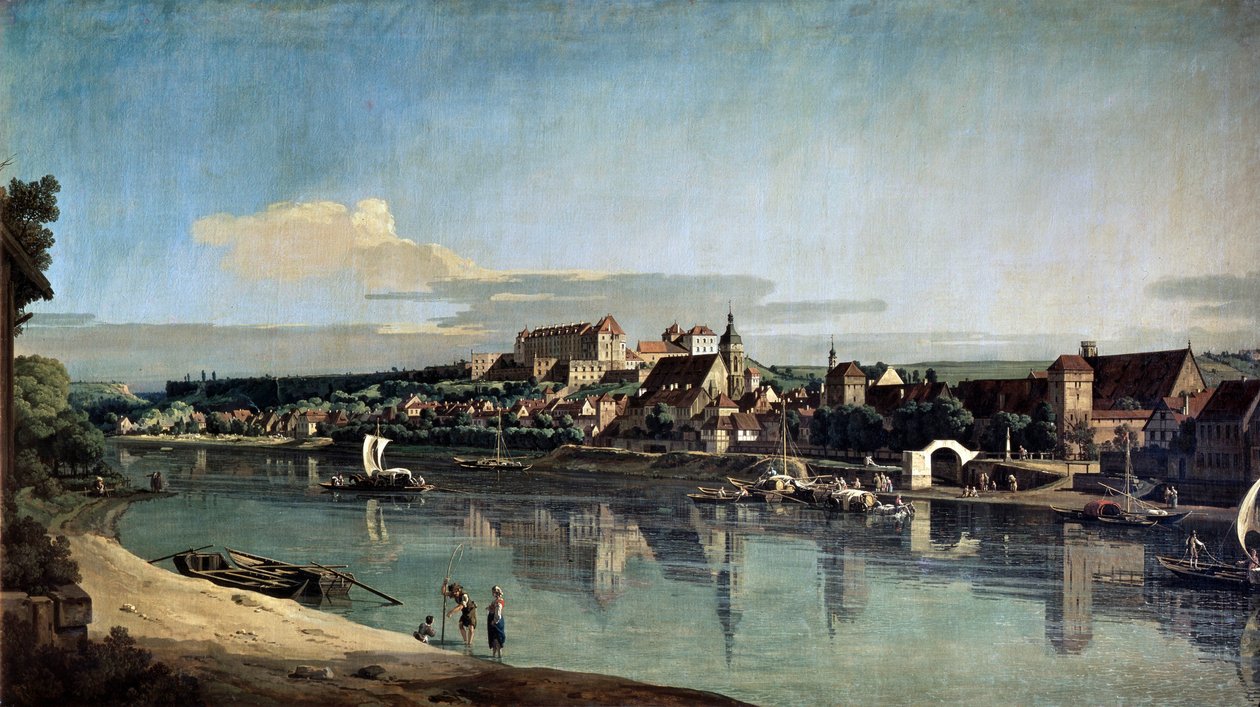 Widok na Pirnę z prawego brzegu Łaby, ok. 1753 autorstwa Bernardo Bellotto
