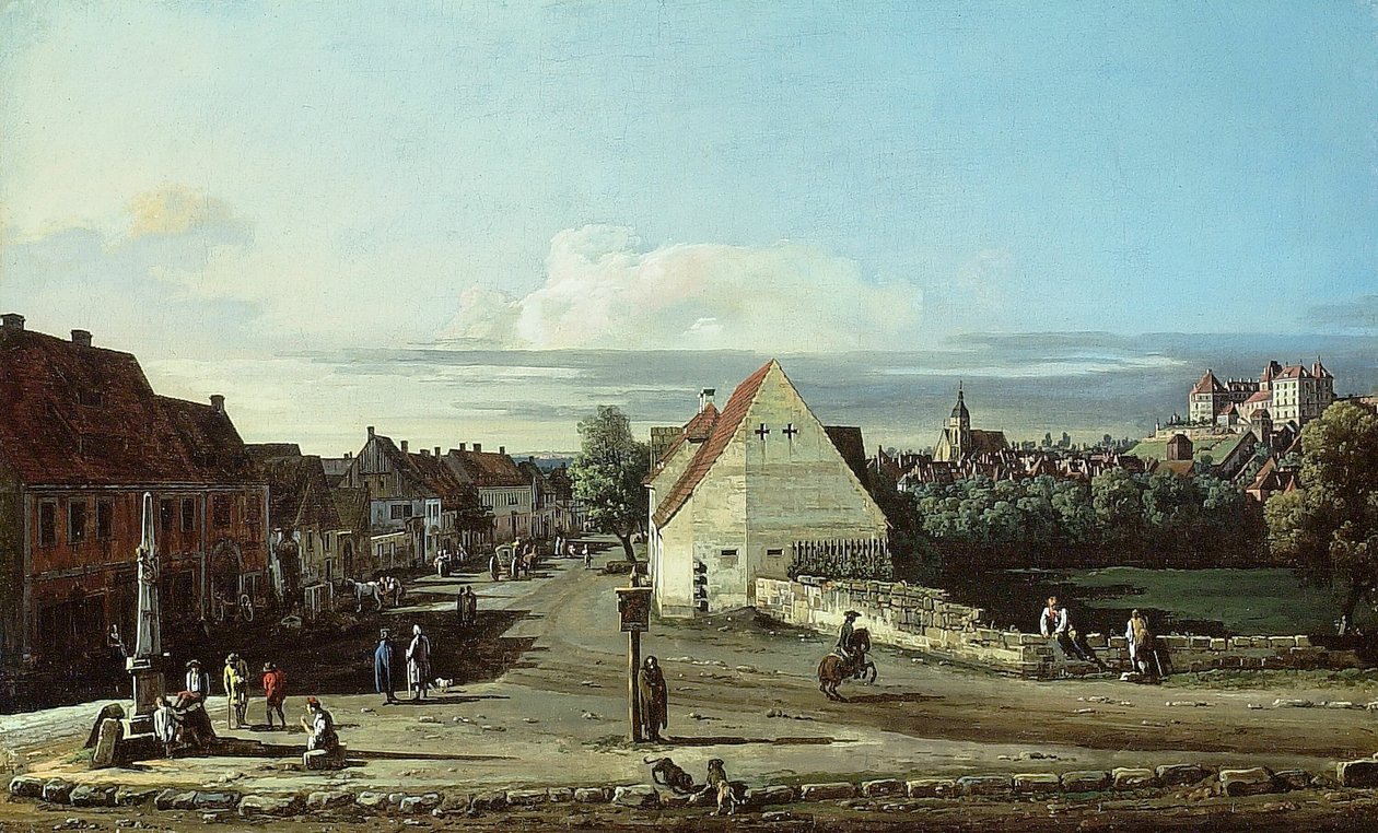 Widok na Pirnę z twierdzą Sonnenstein autorstwa Bernardo Bellotto