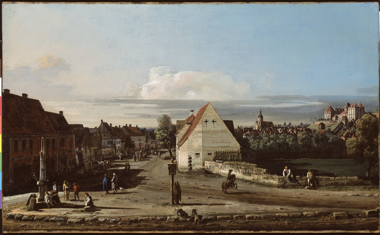 Widok Pirny z twierdzą Sonnenstein, 1755-65 autorstwa Bernardo Bellotto