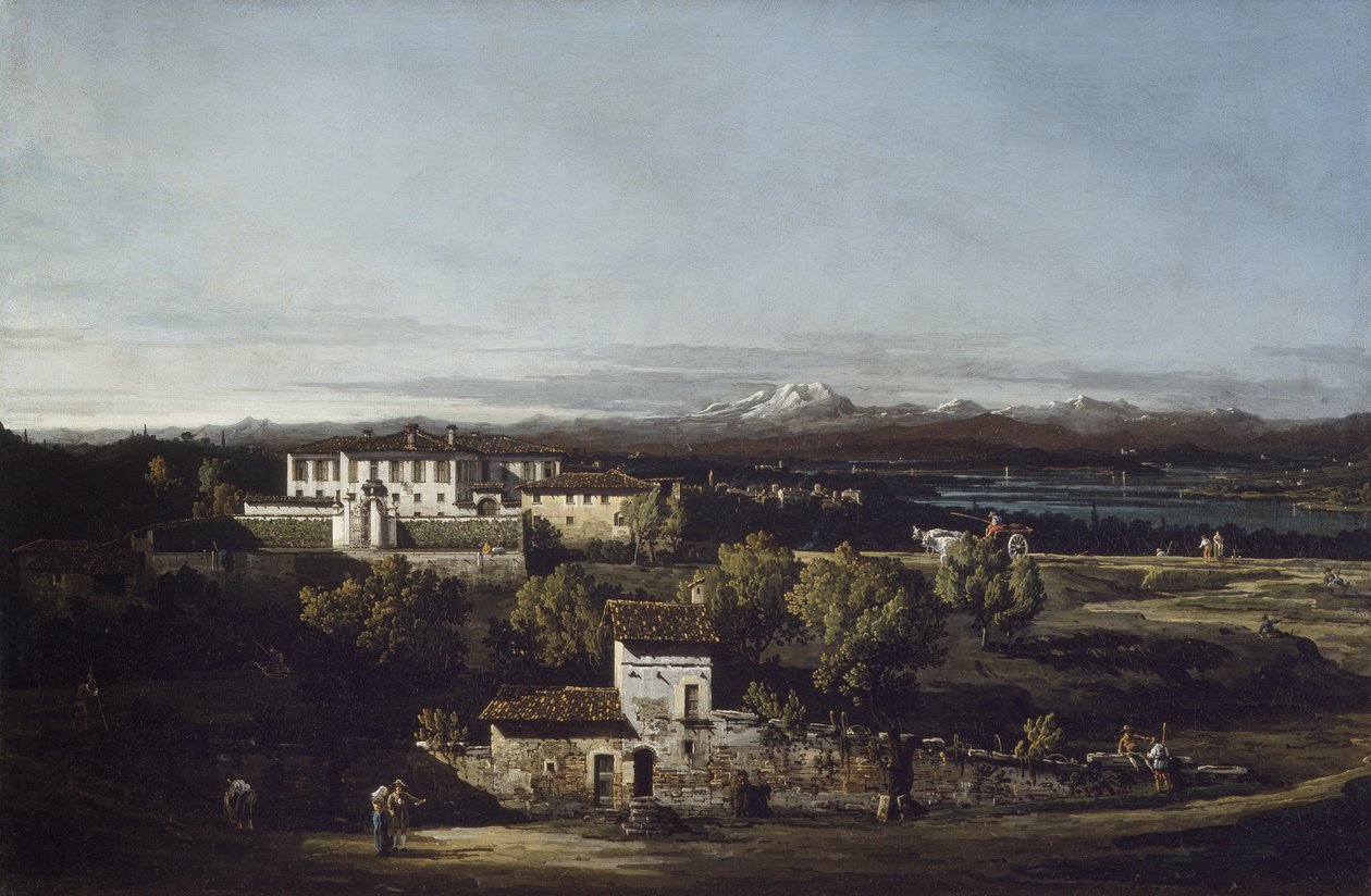 Widok na Villa Perabò, później Melzi, w Gazzada autorstwa Bernardo Bellotto