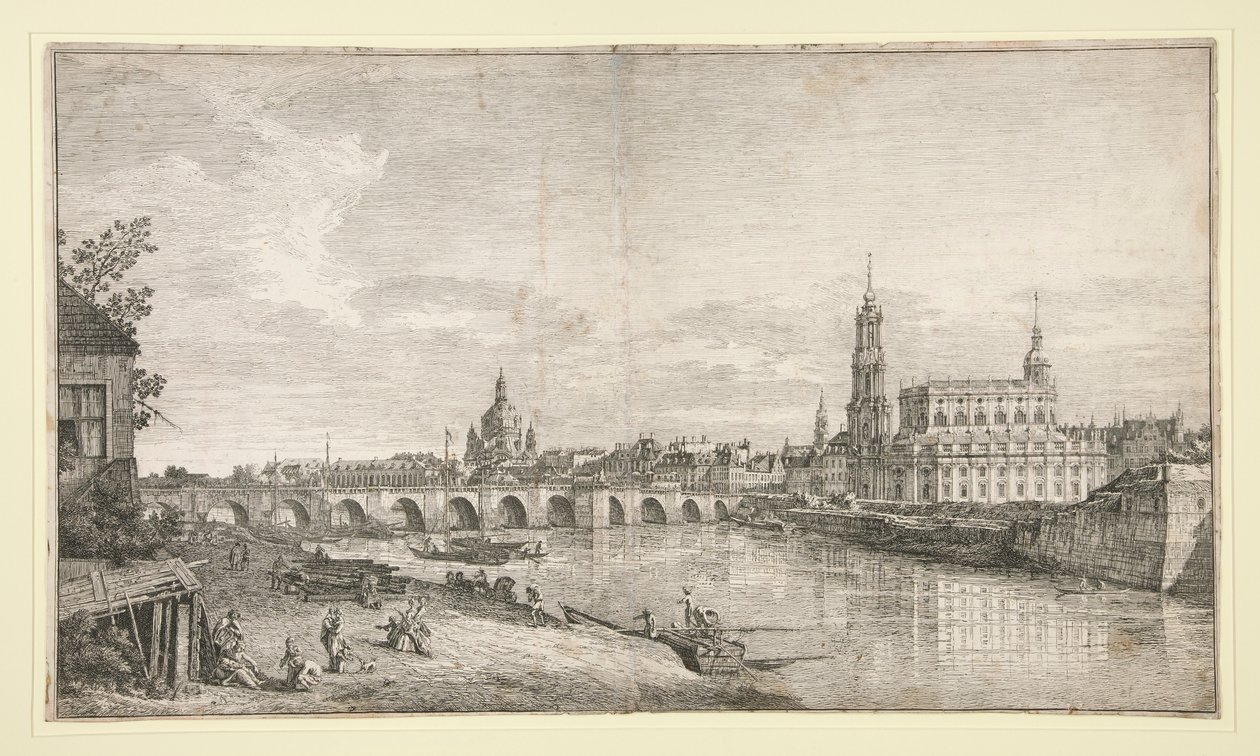 Widok na most w Dreźnie nad Łabą autorstwa Bernardo Bellotto