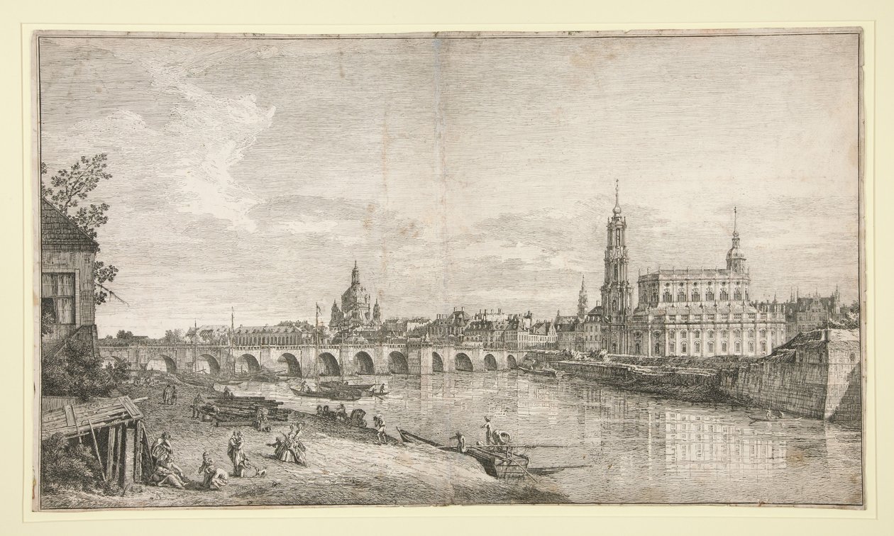 Widok mostu w Dreźnie nad Łabą autorstwa Bernardo Bellotto