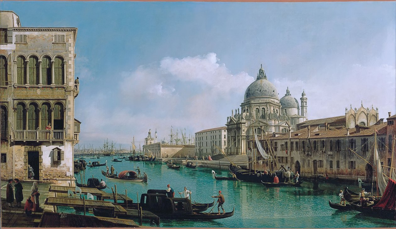 Widok na Wielki Kanał: Santa Maria della Salute i Dogana z Campo Santa Maria Zobenigo autorstwa Bernardo Bellotto