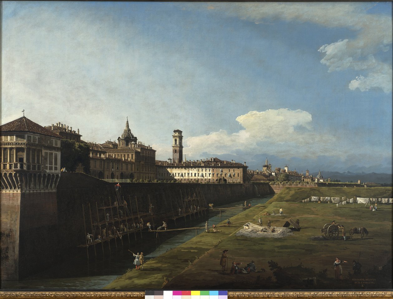 Widok na Turyn od strony Ogrodów Królewskich, 1745 autorstwa Bernardo Bellotto