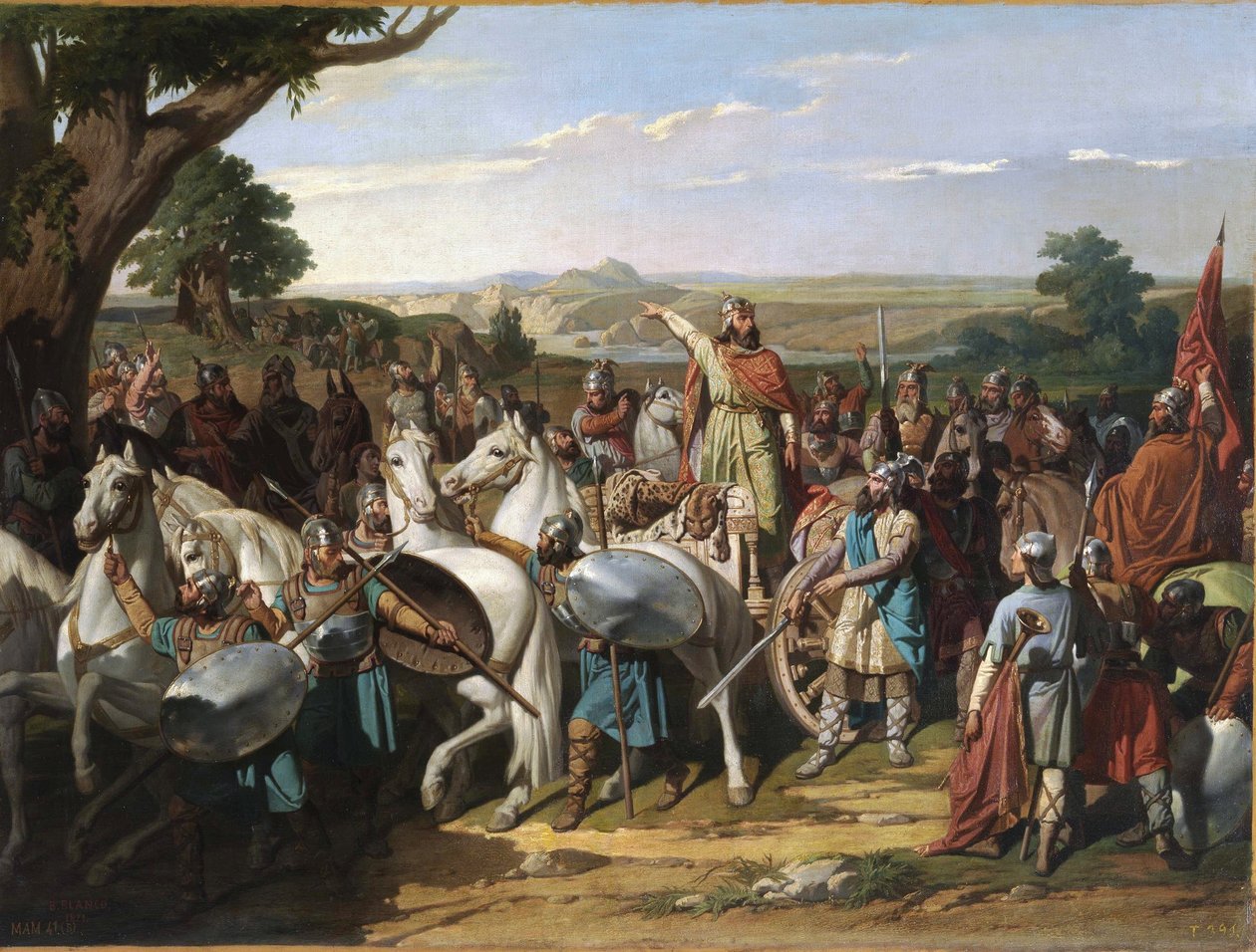 Bitwa pod Guadalete par Blanco y Perez, Bernardo (1828-1876). Olej na płótnie, rozmiar: 58x78 autorstwa Bernardo Blanco y Pérez