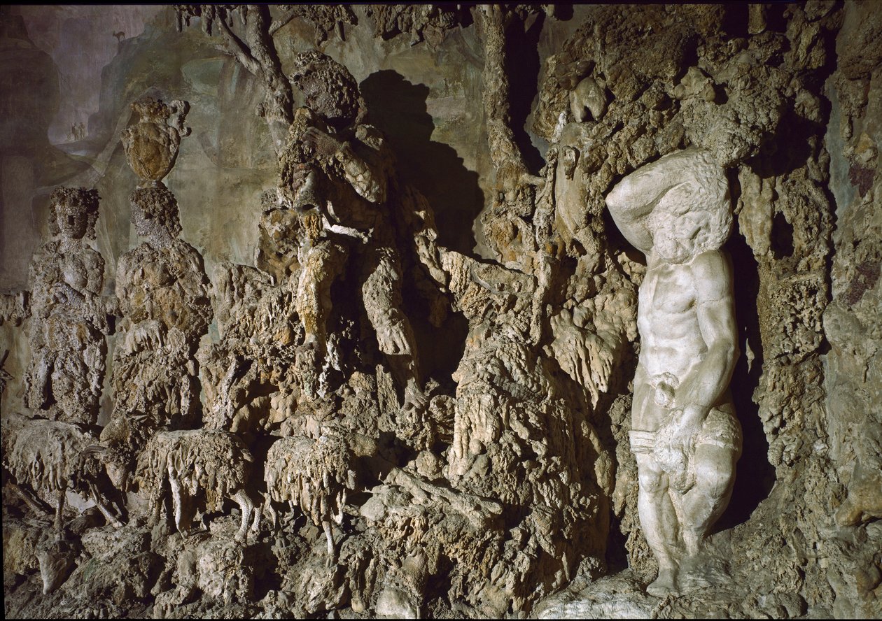Widok wnętrza jaskini Boboli. Szczegół. 1583-1588 autorstwa Bernardo Buontalenti