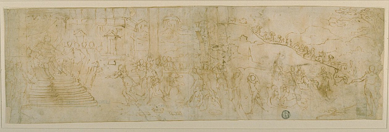Salomon i królowa Saby (recto); Szkic królowej Saby (verso) autorstwa Bernardo Castello