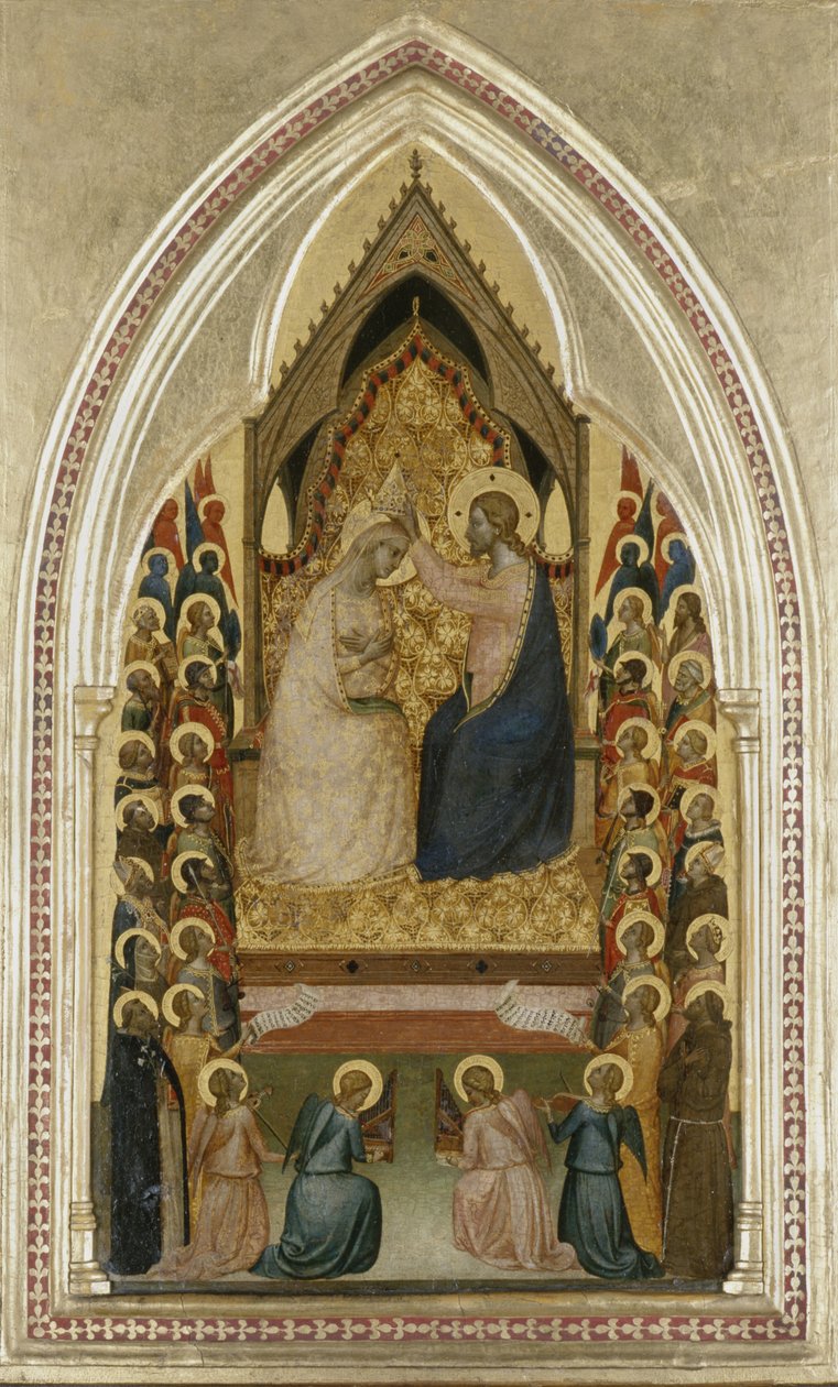 Koronacja Matki Boskiej z Aniołami i Świętymi, ok. 1340-5 (tempera na drewnie topoli) autorstwa Bernardo Daddi